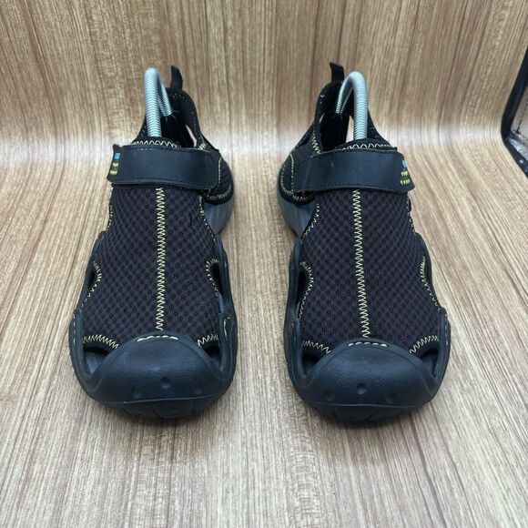 Crocs Swiftwater Mens Size 8 Deck Sandals Shoes Black‎ Gray Mesh main image 8